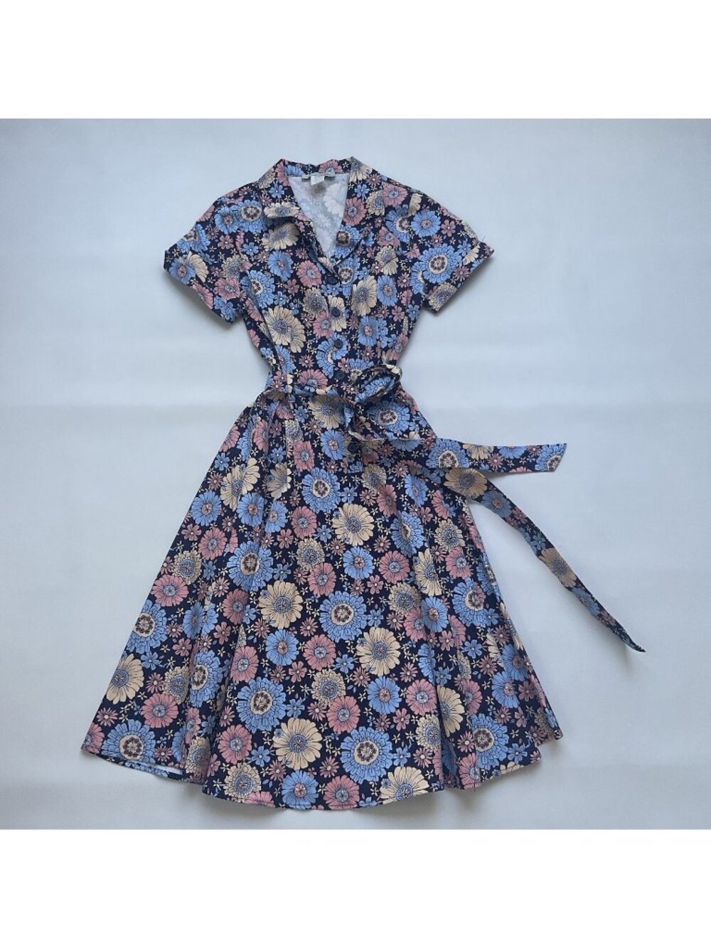 Eva Rose Women’s Retro Vintage Inspired Shirt Dress Printed Colors Flower Size M